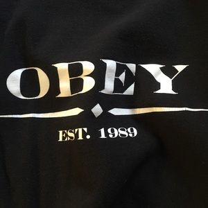 ♦️ Buy 2 Get 1 Free Men's Black Obey Tee Medium Used